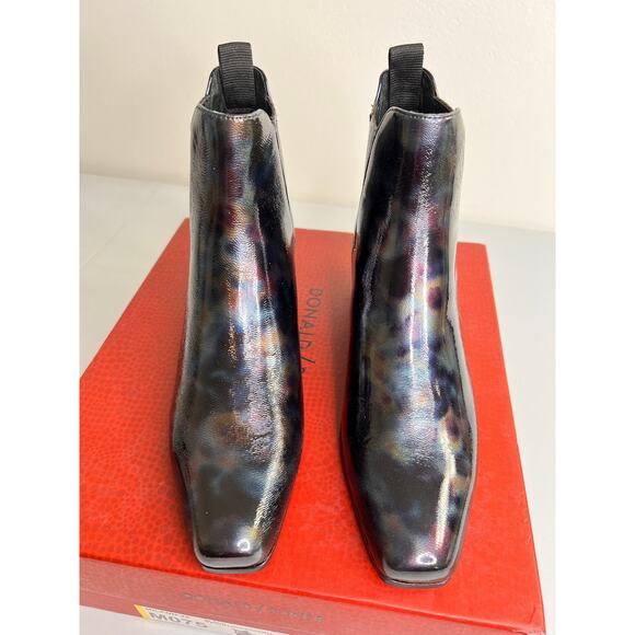 Donald Pliner Milann Black Patent Iridescent Studded Leather Ankle Booties W 7.5 - Picture 3 of 13